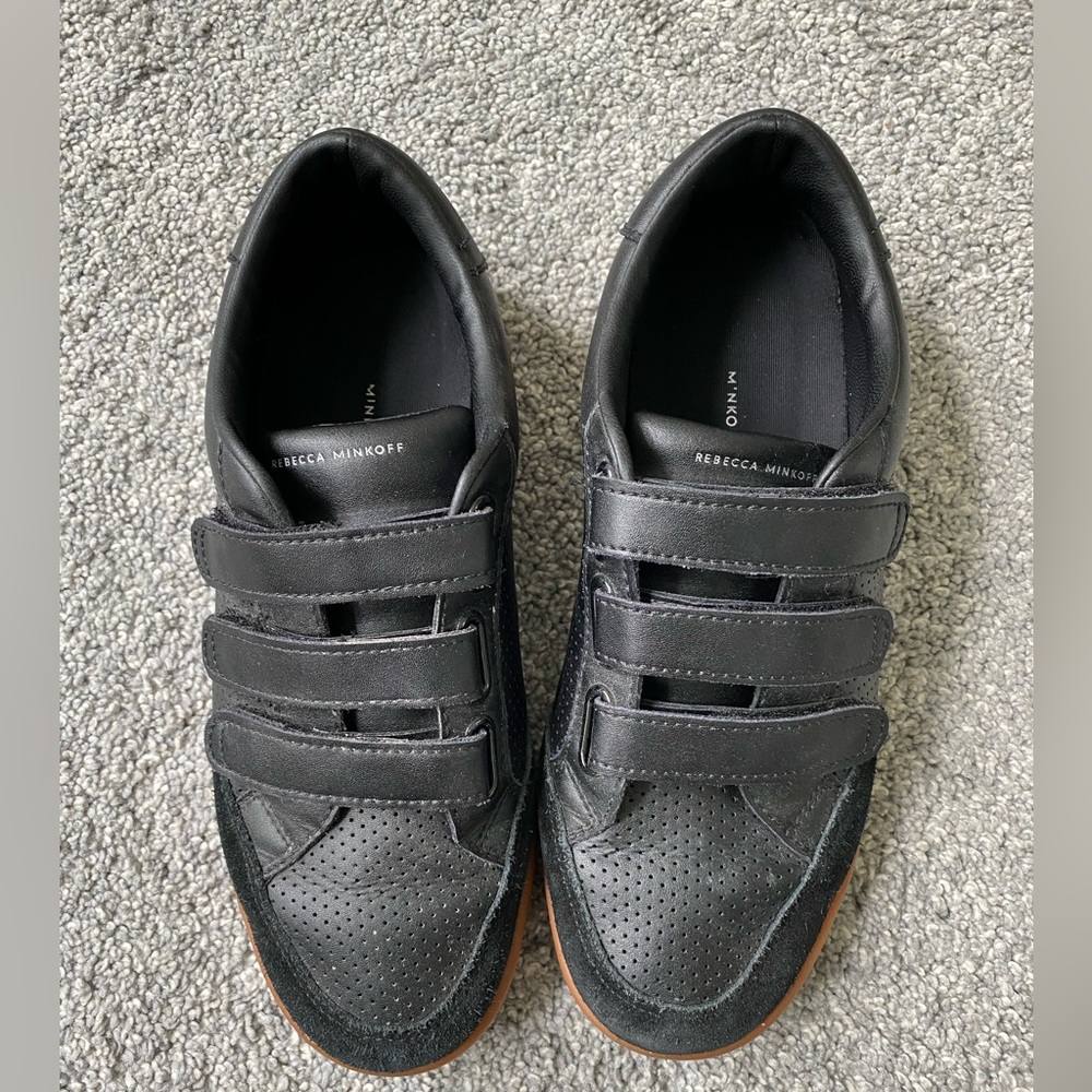 Womens Rebecca Minkoff 3 strap black sneakers